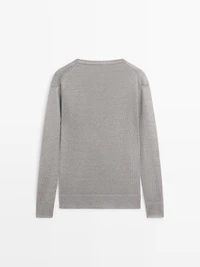 Pull en maille 100 % lin à col V