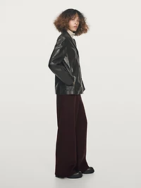 Wool blend straight-leg trousers