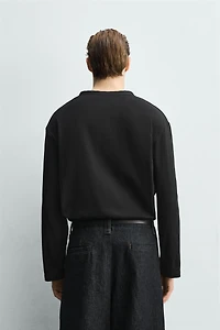 RIBBED HENLEY T-SHIRT