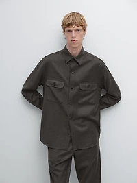 Regular fit double wool overshirt