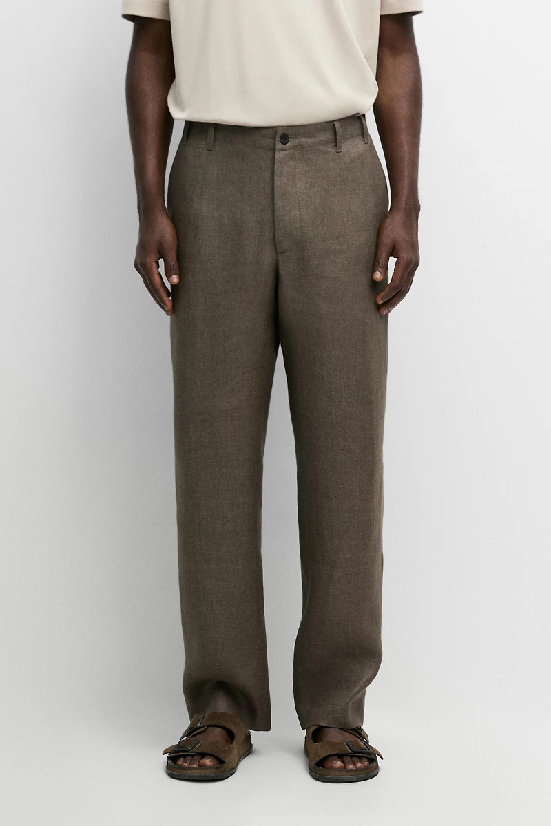 Faded total look 100% linen pants