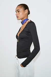 DRAPED POLYAMIDE TOP