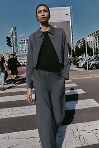 HERRINGBONE STRAIGHT LEG PANTS