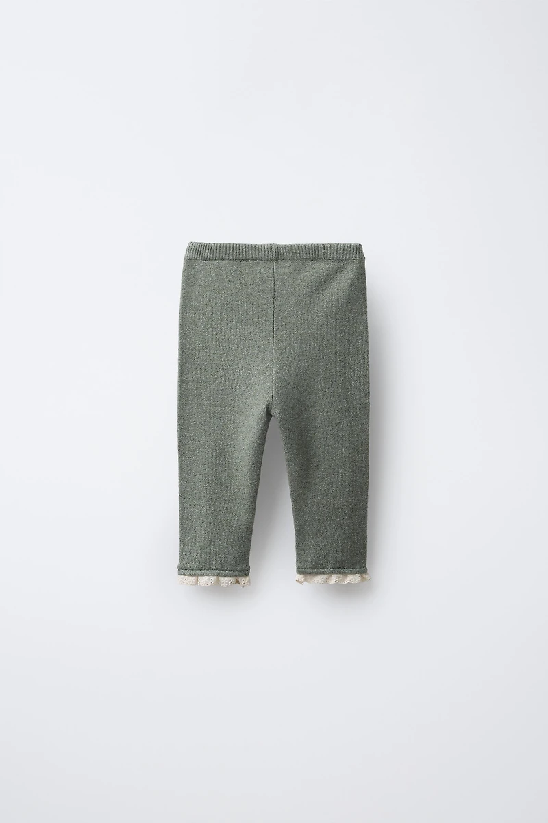 LACE TRIM KNIT LEGGINGS