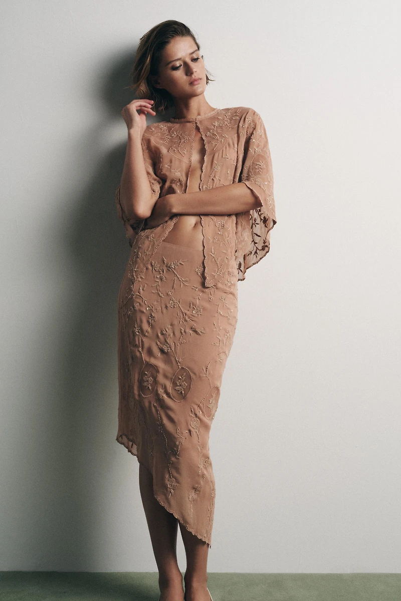 LIMITED EDITION GEORGETTE EMBROIDERED LAYER TOP