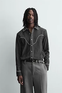 CONTRAST PIPING WESTERN SHIRT