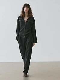 Wool blend trousers with seam detail