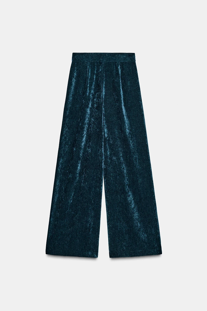 VELVET WIDE LEG PANTS