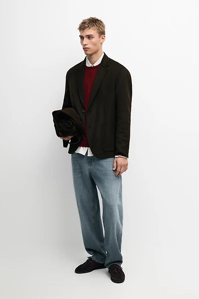 Blazer en laine mélangée tissu double