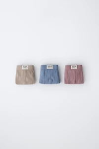 AGES 6- / THREE-PACK OF RIBBED BOXERS WITH LABEL