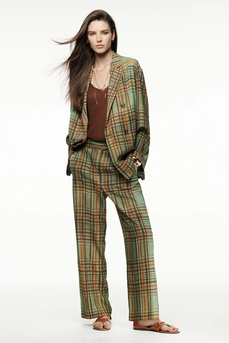 ZW COLLECTION FLOWY PLAID BLAZER