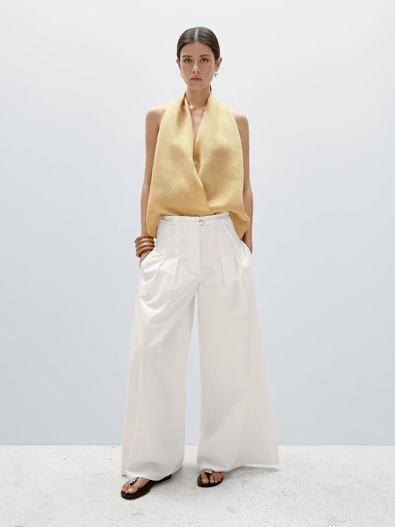 Linen crossover halter top