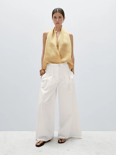 Linen crossover halter top