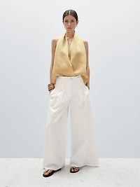 Linen crossover halter top