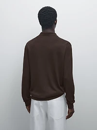 Knit polo sweater with zip