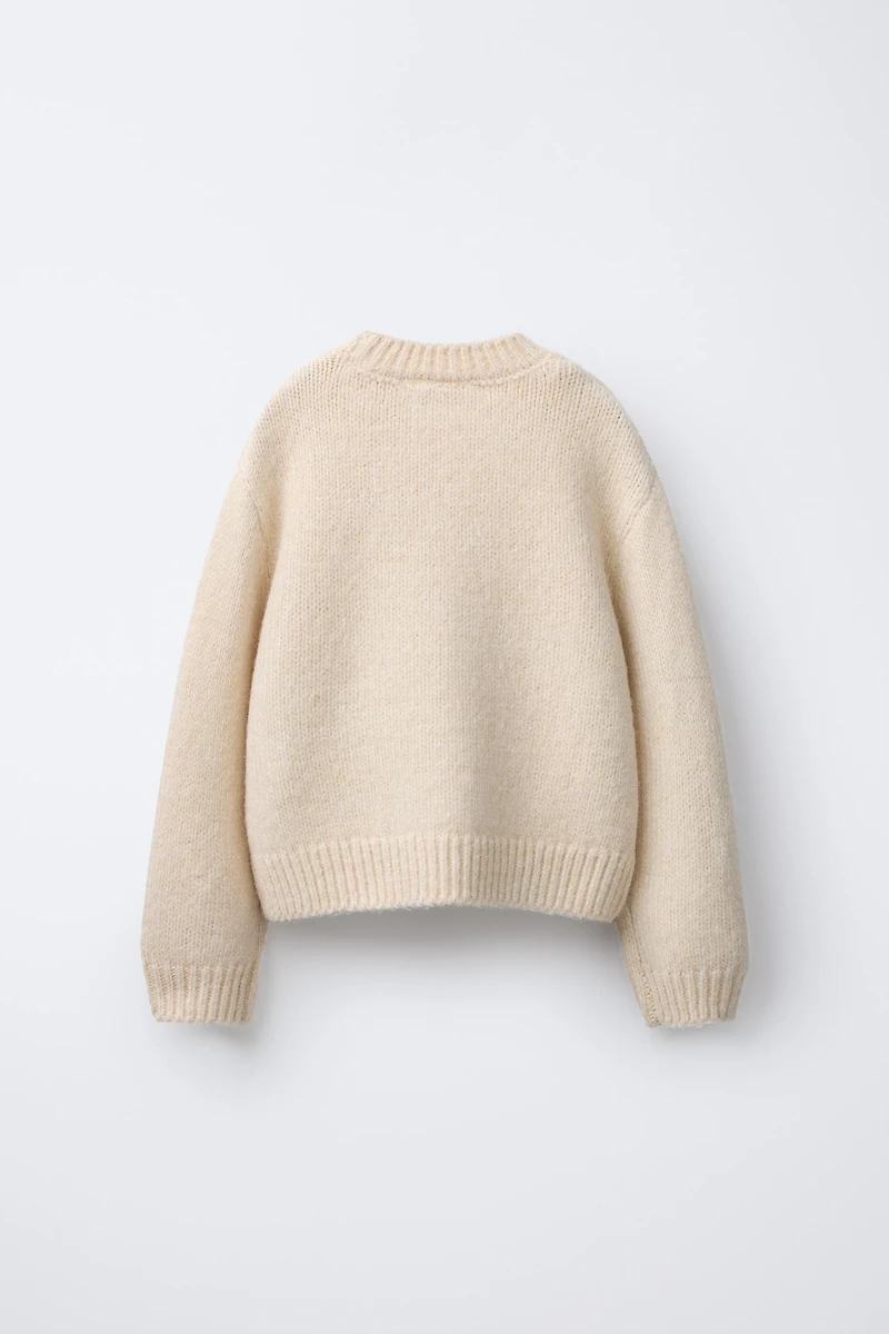 KNIT ORGANZA FLORAL SWEATER