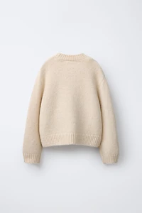 KNIT ORGANZA FLORAL SWEATER