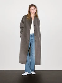 Manteau à col montant en laine mélangée