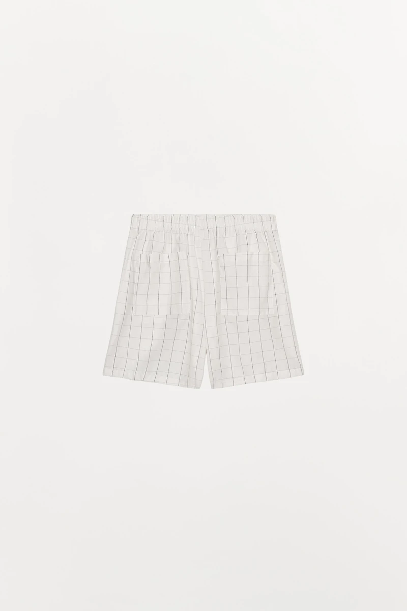 CHECKED COTTON SHORTS