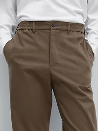 Cotton blend jogger fit trousers