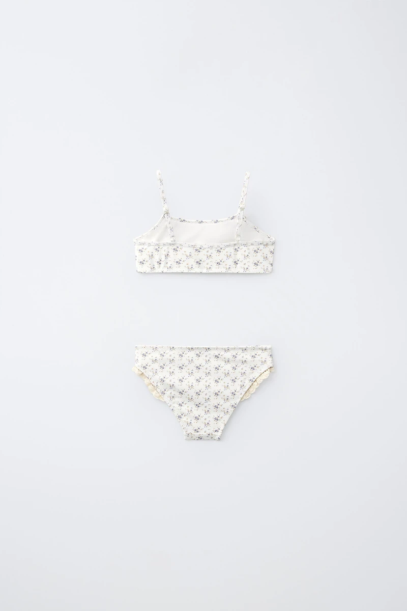 AGES 6–14: FLORAL LACE-TRIM BIKINI