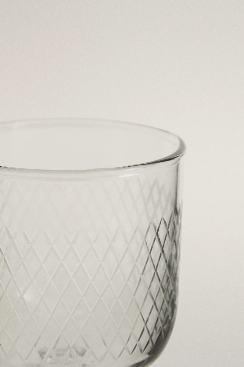 CARVED GLASS GOBLET