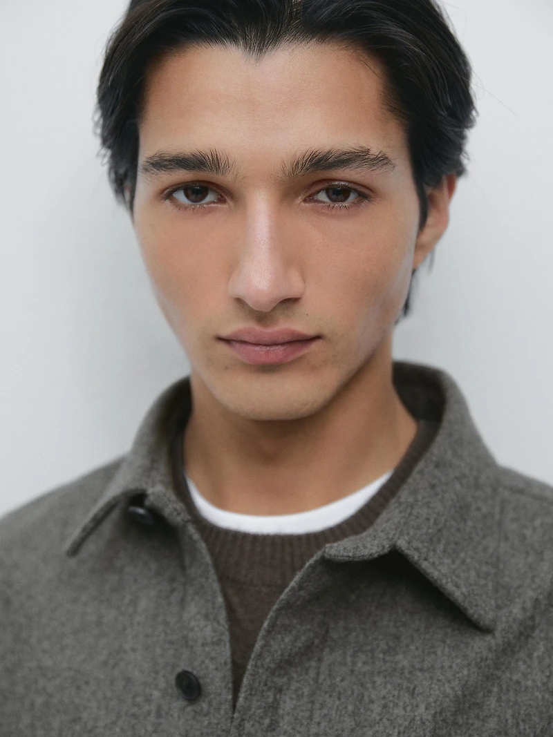 Surchemise poches en laine mélangée