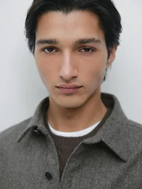 Surchemise poches en laine mélangée