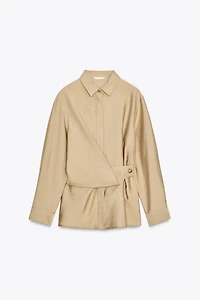 GOLD BUTTON WRAP SHIRT
