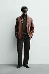 RELAXED FIT LEATHER BLAZER