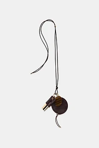 100% LEATHER WALLET STONE NECKLACE