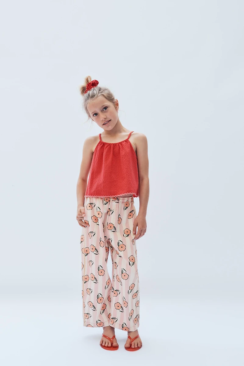2-14 YEARS / GINGHAM TOP WITH WAVE TRIM - LIMITED EDITION