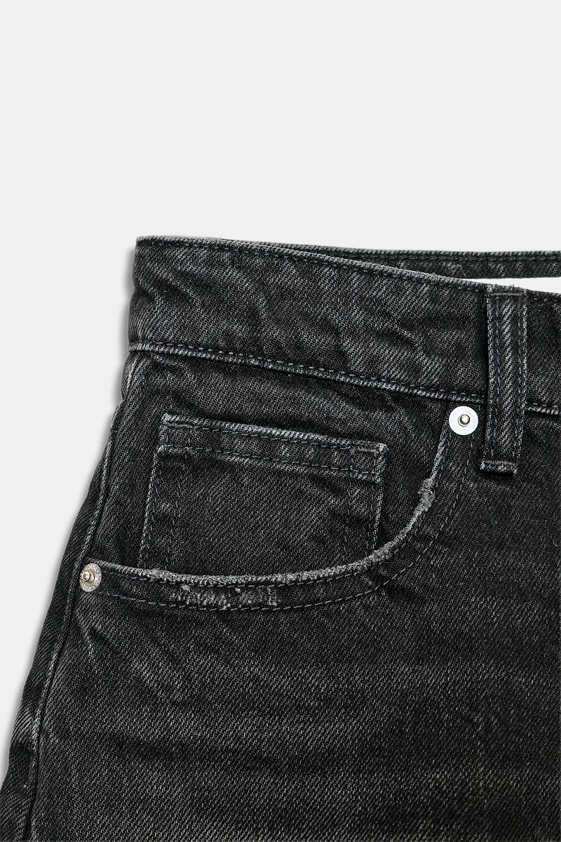 TRF CURVED HIGH-WAISTED DENIM SHORTS