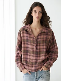 Flowing 100% linen check shirt