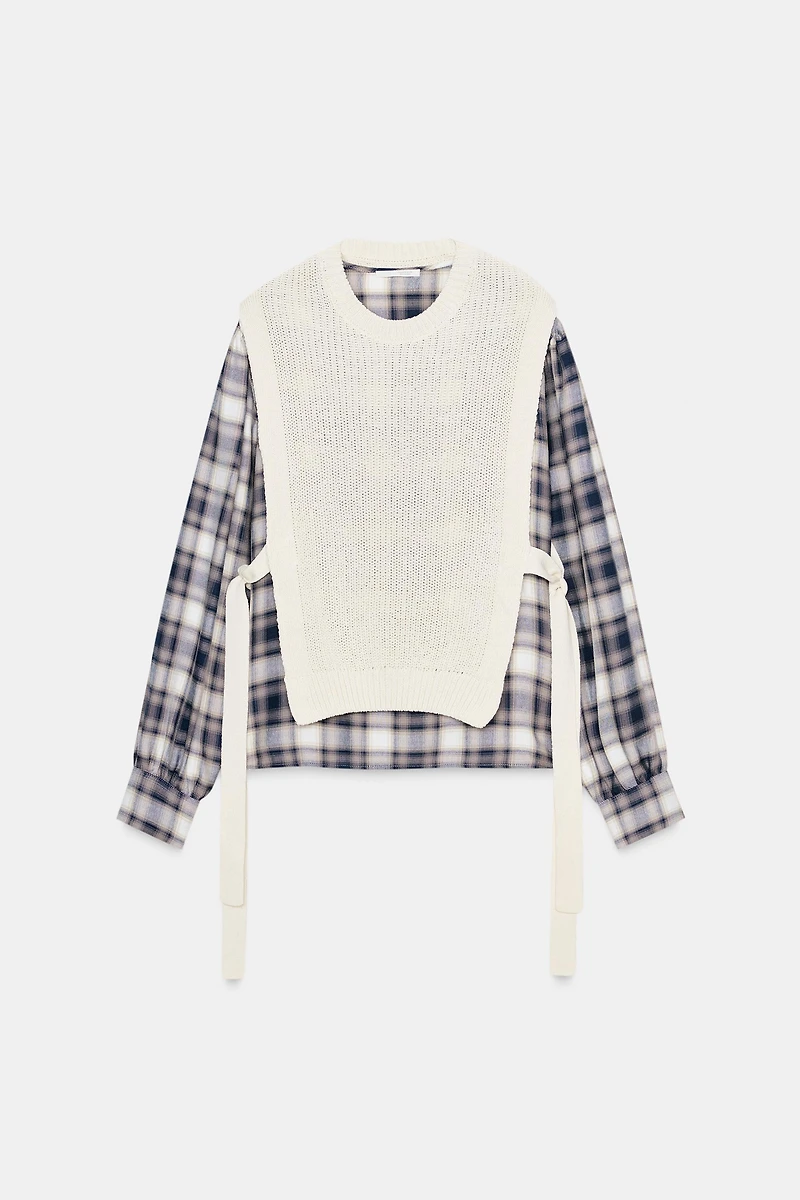 PLAID VEST COMBINATION SHIRT
