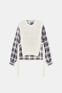 PLAID VEST COMBINATION SHIRT