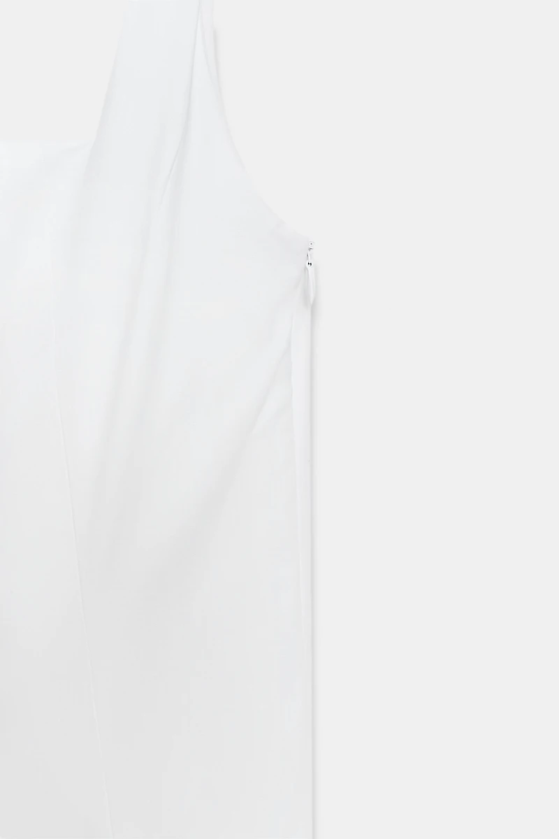 POPLIN GODET MIDI DRESS