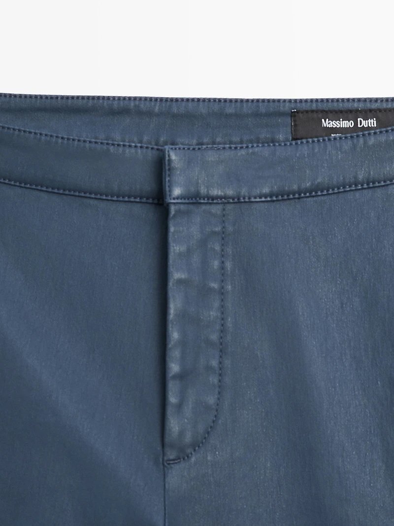 Waxed flared cropped pants