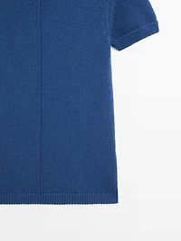 Short sleeve knit cotton blend sweater
