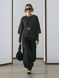 Knit alpaca and wool blend raglan sleeve sweater