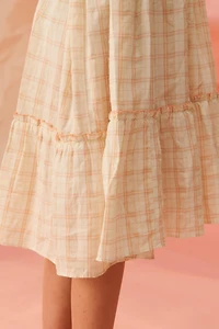 ROBE LONGUE À CARREAUX ET FLEURS BRODÉES LIMITED EDITION