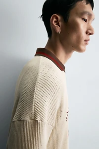 RETRO SOCCER TEXTURED POLO SHIRT