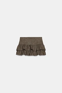 HERRINGBONE WOOL SKORT