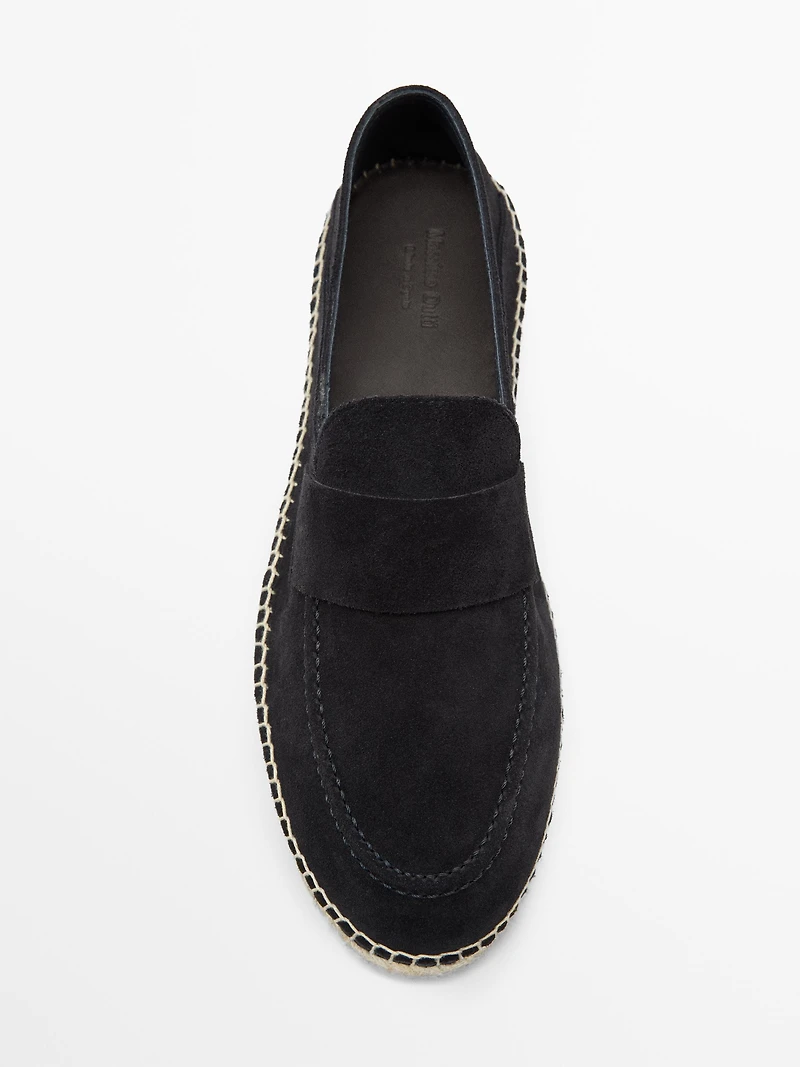 Split leather espadrilles with piece detail