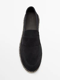 Split leather espadrilles with piece detail