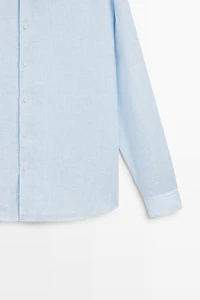 Regular fit striped melange linen shirt