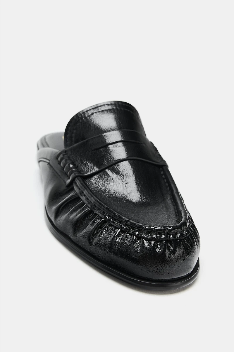 GATHERED OPEN BACK LOAFERS
