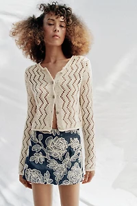 ZIGZAG OPEN-KNIT CARDIGAN