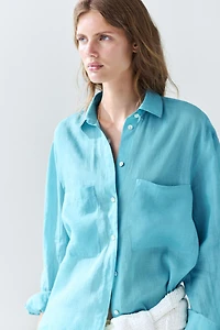 100% ramie flowing pocket shirt