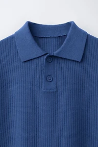 BASIC RIB KNIT POLO SHIRT